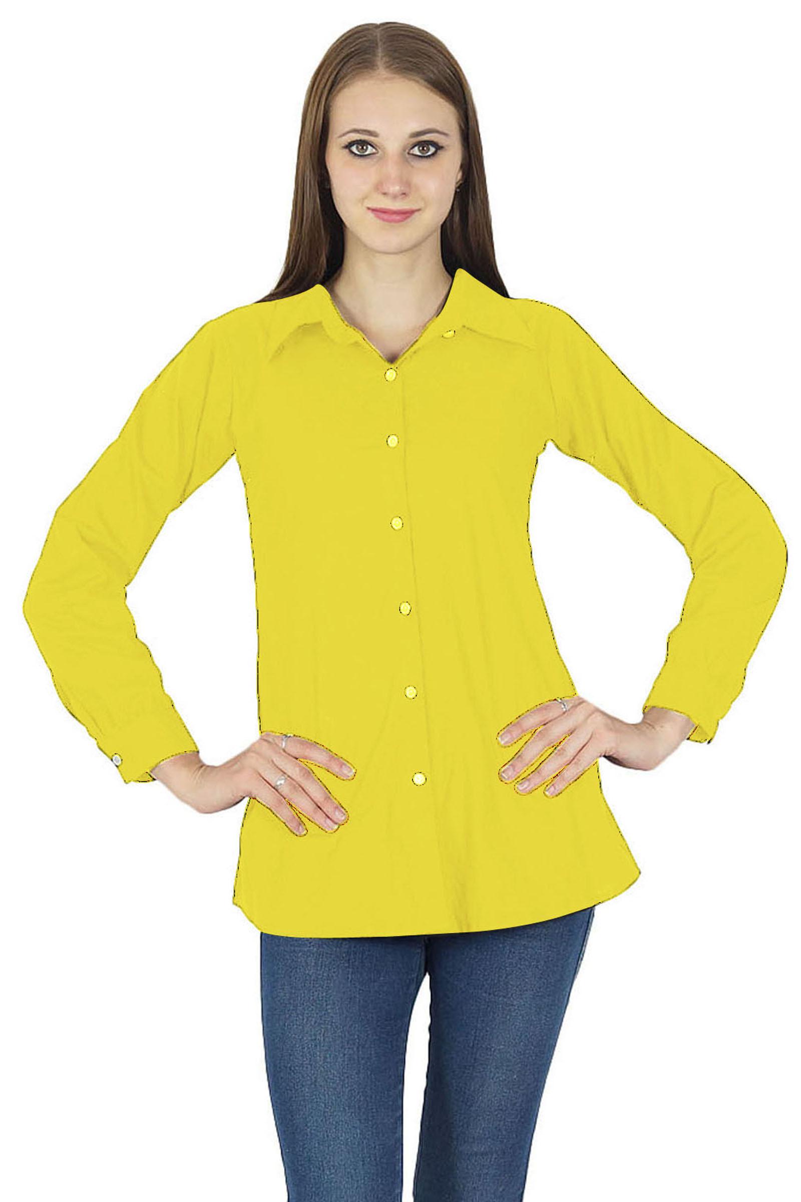 

Жіноча повсякденна бавовняна сорочка на ґудзиках з довгим рукавом 8 жовтий