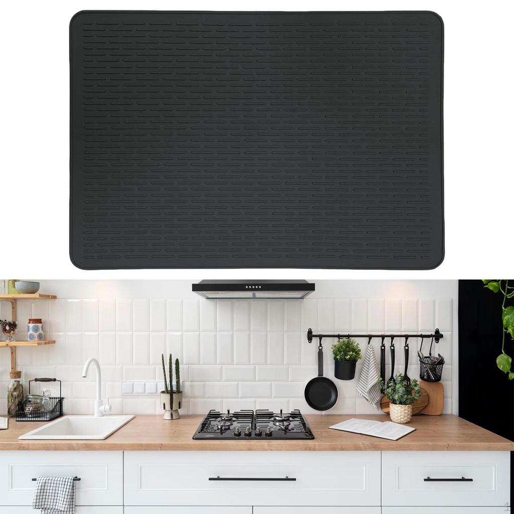 Silicone Top Cover Mat Cooktop Protector Universal Drain Pad Heat Insulation Dish Drying for