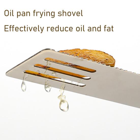 Flat Shovel Stainless Steel Slotted Spatula with Wooden Handle Heavy-Duty Turner for Steak Pancakes BBQ Heat-Resistant Essential Kitchen Tool