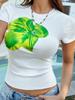 Di Yun 2025 Spring/Summer Y2K Women's Floral Slim Fit Cropped Tee