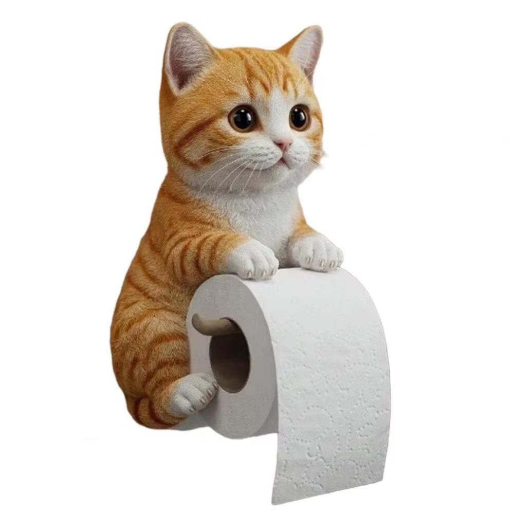 Simple Installation Cat Toilet Paper Holder 3D Cat Shape Hanging Paper Towel Stand  RV Travel