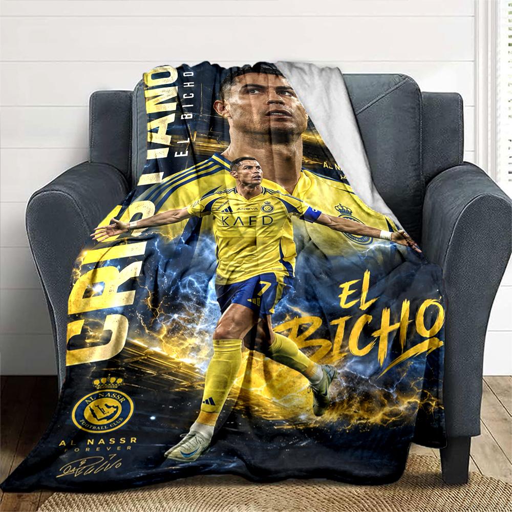 Ronaldo's Legacy Manchester United Blanket Durable Comfort Great for Office Chair Bedding Office Four Seasons Universal Playful Design