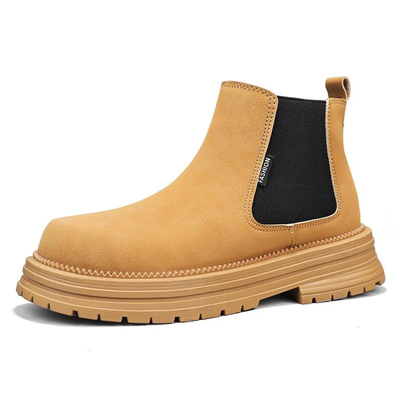 Fashion Leather Men Shoes British Style Men's Chelsea Boots 2024 Autumn Winter Ankle Boots Men Slip on Casual Mens Platform Shoes