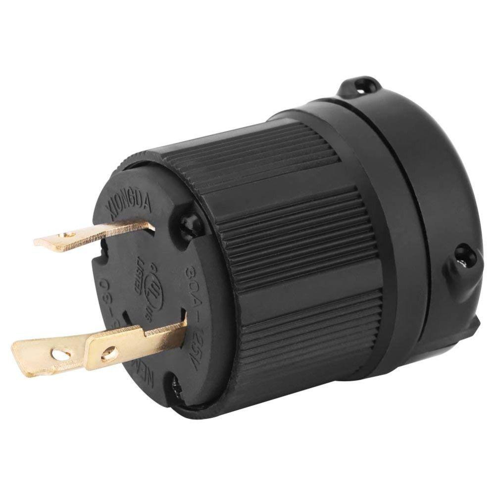 Black Locking Male Plug Polycarbonate Power Inlet Durable Generator Plug  Diesel Generators