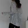 2026 Sexy Sequin Sparkle Lapel Single-Breasted Long Sleeve Women's Shirt