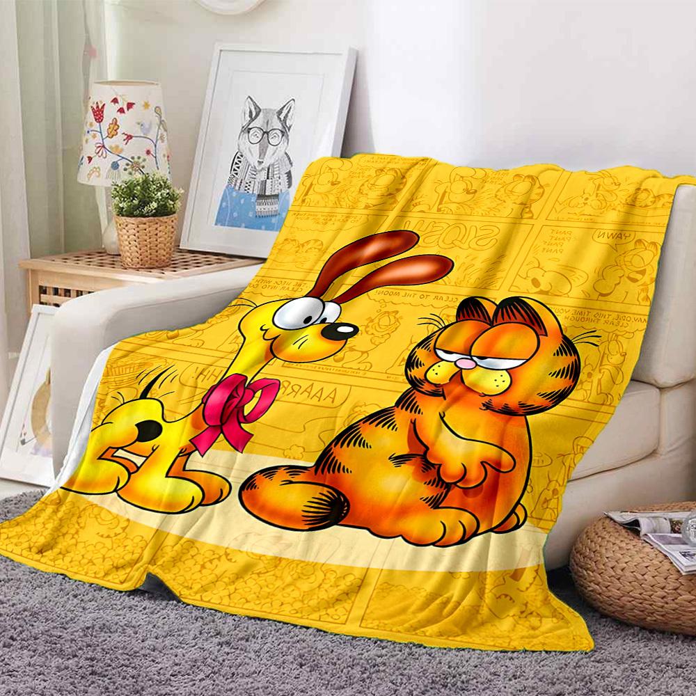 1pc Garfield Cartoon Comics Flannel Blanket, Soft Skin Friendly with Digital Printing, Various Sizes Available for Family, Friends, Birthday