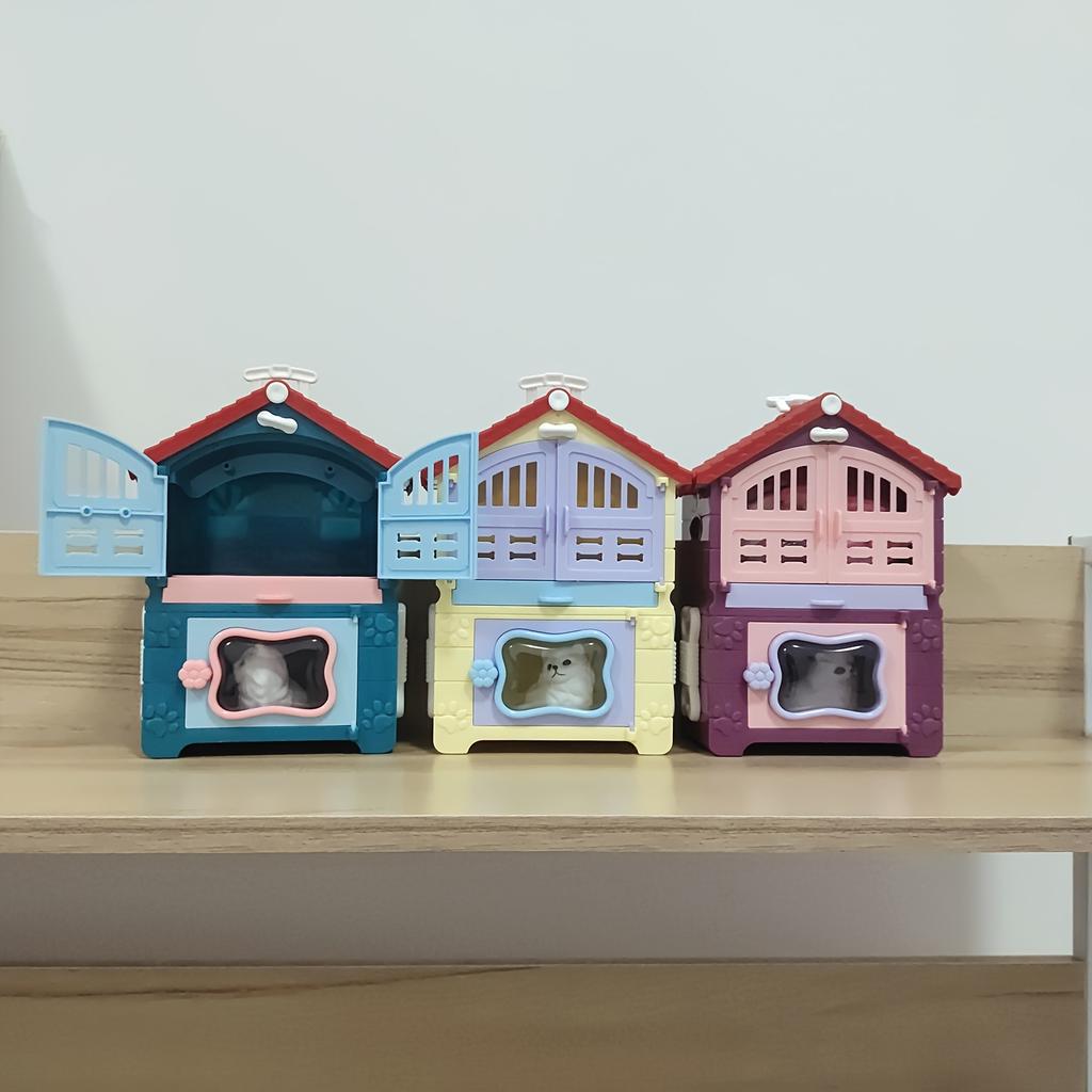 1pc Mini Cute Little Dog And Cat Beauty Shop Toy Set, Pet Toys, Playing House Scene Games