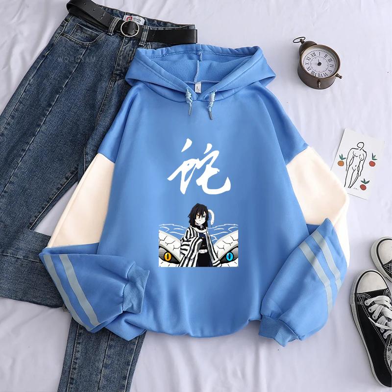 Iguro Obanai Clothing Demon Slayer Print Sweatshirt For Men Women Hooded Streetwear Harajuku Long Sleeve Fleece Loose Hoodie