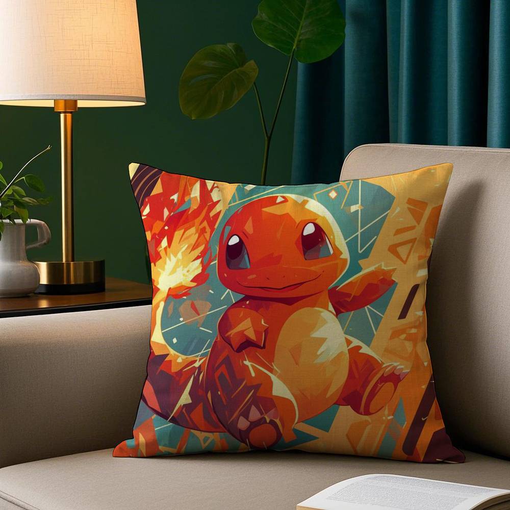 Cute C-Charmander Pillow Case Plush Fabric Soft Pillowcase Double Sided Print Sofa Cushion Pokemon Cover Throw