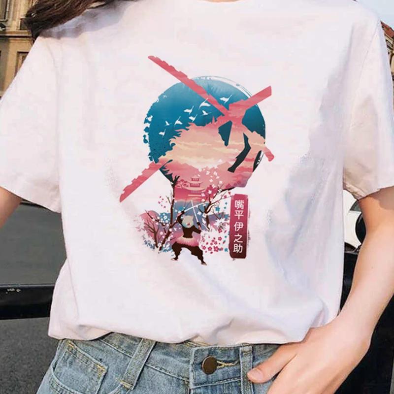 Short Sleeved Round Neck Y2k Tshirt Men Clothing New in Top Tees Mens T-Shirt Anime Pattern Japanese Demon Slayer Cartoon 70303