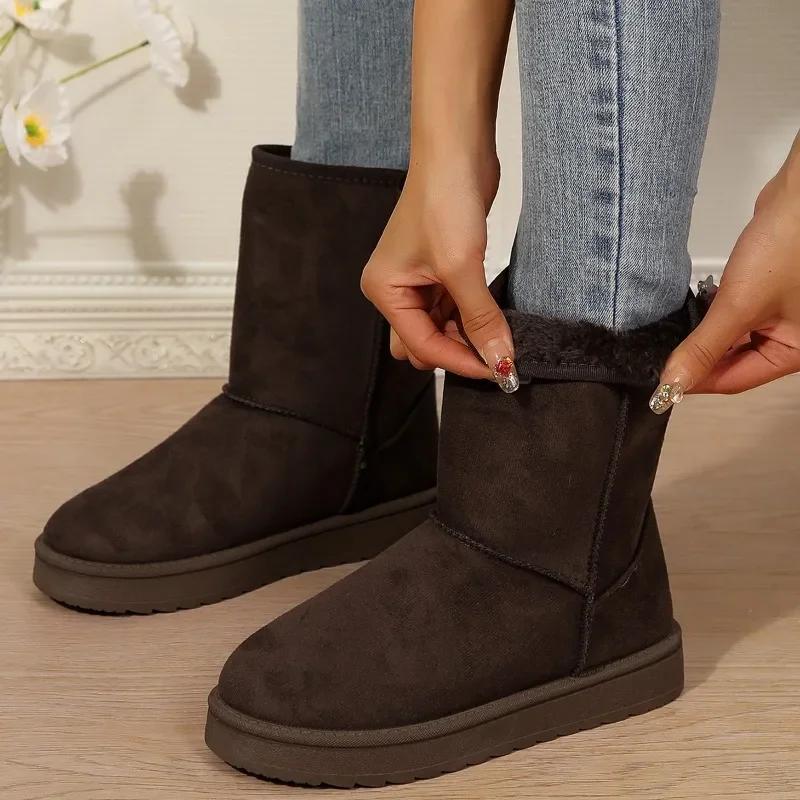 Fashion Women's Shoes on Offer High Quality Winter Slip-on Mid-calf Women Boots Fashion Solid Casual Snow Boots Large Size Platform Boot