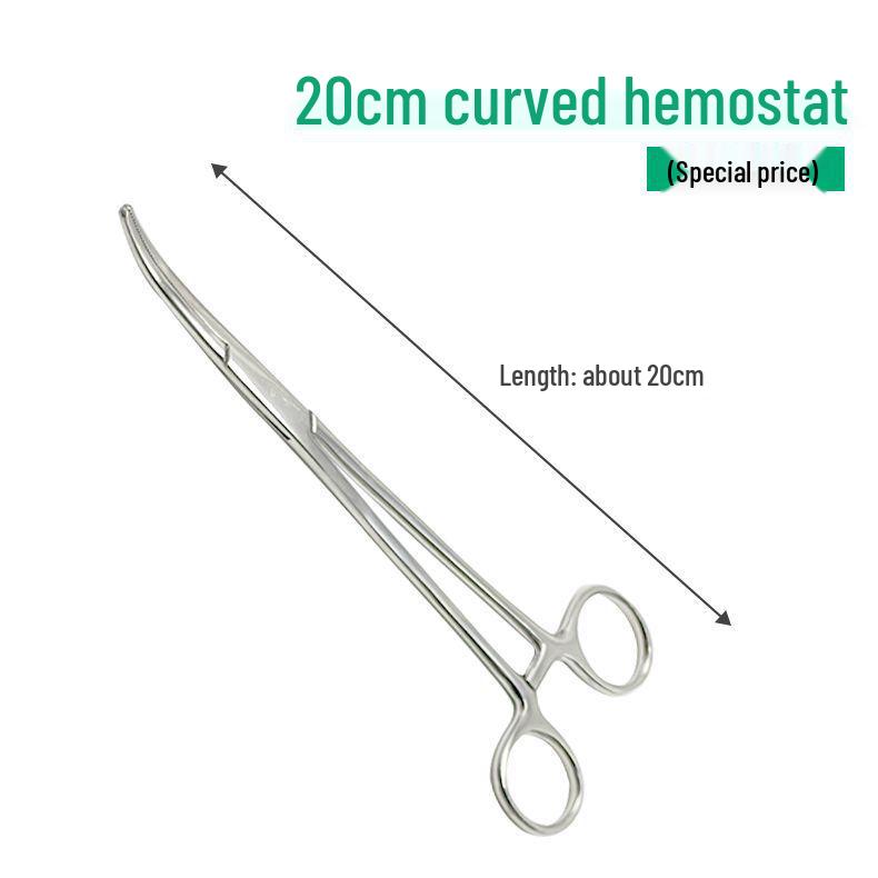 Large Stainless Steel Hemostatic Forceps: Pet Pliers, Needle Holder, Tweezers, Surgical Vessel Clamps - Straight & Curved Tips.