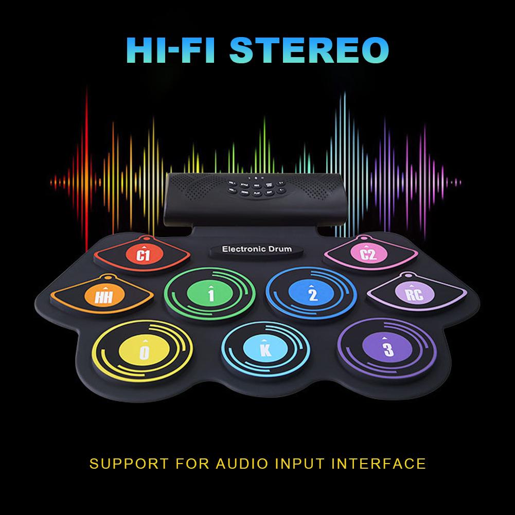 Folding Silicone Hand Roll USB Electronic Drum Portable Practice Drums Pad Kit With Drumsticks Sustain Pedal