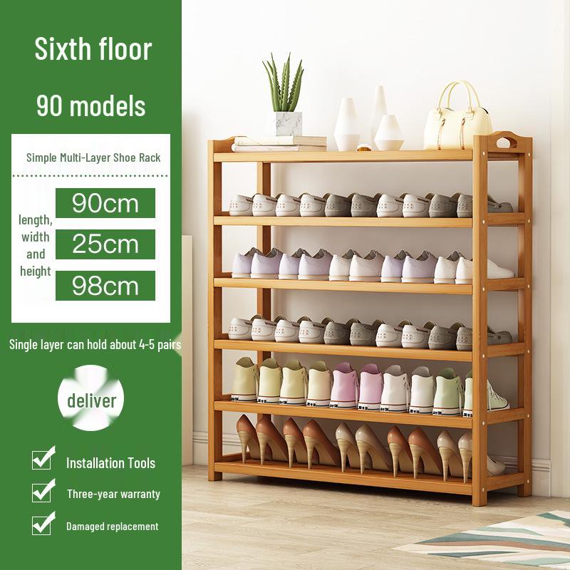 Camphor Bamboo Multi-layer Shoe Rack - Space-saving Floor Storage Cabinet for Dormitory Entrance