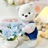 Medium Bear Outfit - Blue Pink Striped Carrot Overalls Set