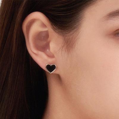 [925 Silbernadel/Von Prominenten getragen] Mini Schwarze Ohrringe (Reparatur im Hauptquartier verfügbar)_Njhcer14