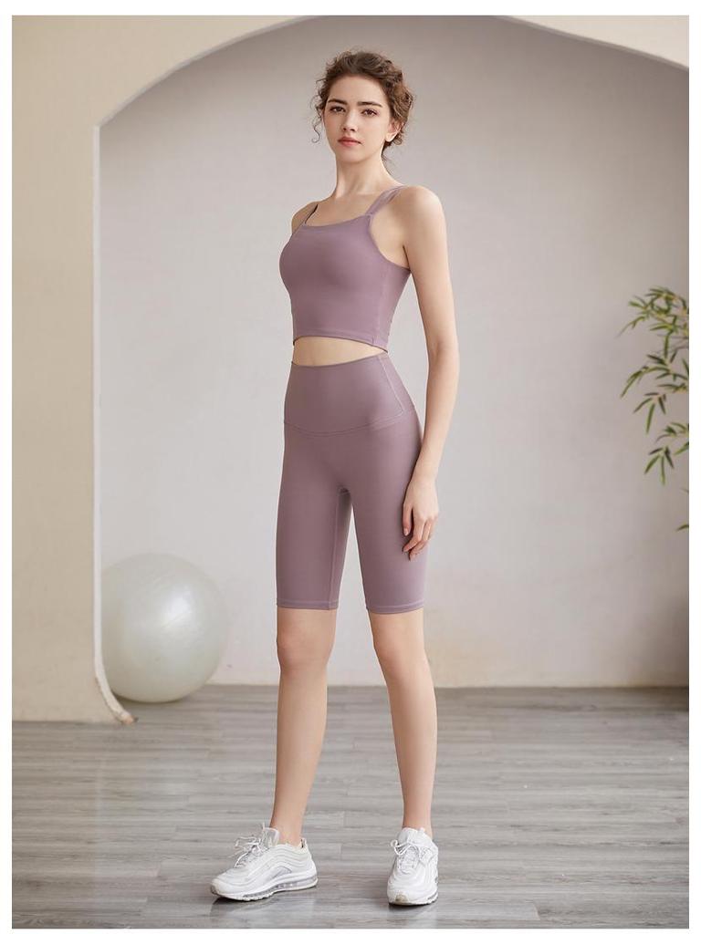 Women's High-Waist Nude Yoga Shorts - Quick-Dry, Hip-Lifting, Pilates & Cycling Leggings