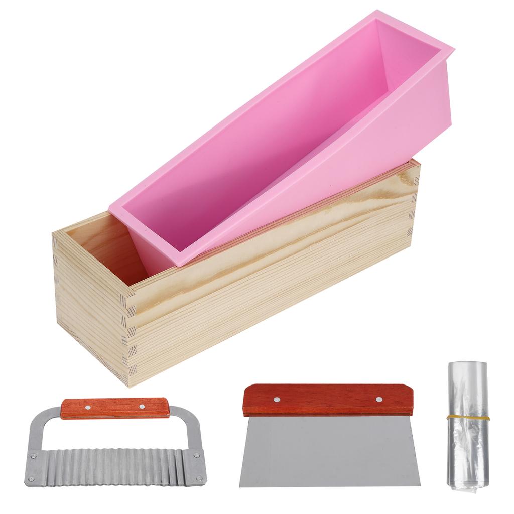 DIY Handgemachte Silikon Seifenform Schneidklinge Werkzeuge für Kuchen Brot Schokoladenherstellung(Rosa )