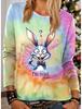 Gradient Love Graphic 3D Print Crew Neck Long Sleeve T-Shirt Fashion Womens Clothing Casual Y2k Clothes Harajuku Female Clothing