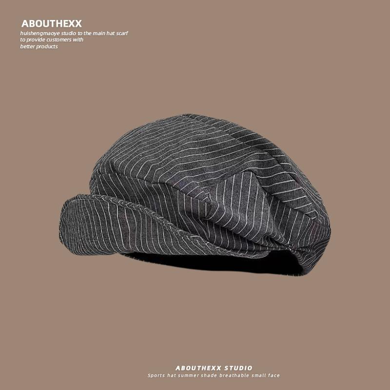 

Vintage Style Cotton Newsboy Cap With Breathable Fabric For Spring Summer чорний