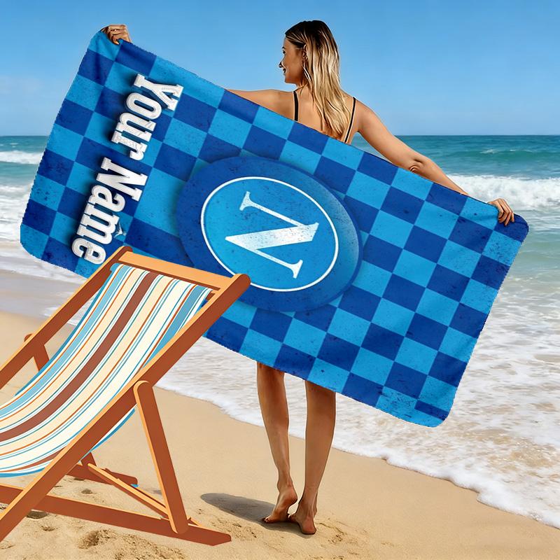 Name Custom SSC Napoli Logo Print Beach Towel, Large Soft Quick Dry Towel for Beach Camping Swimming