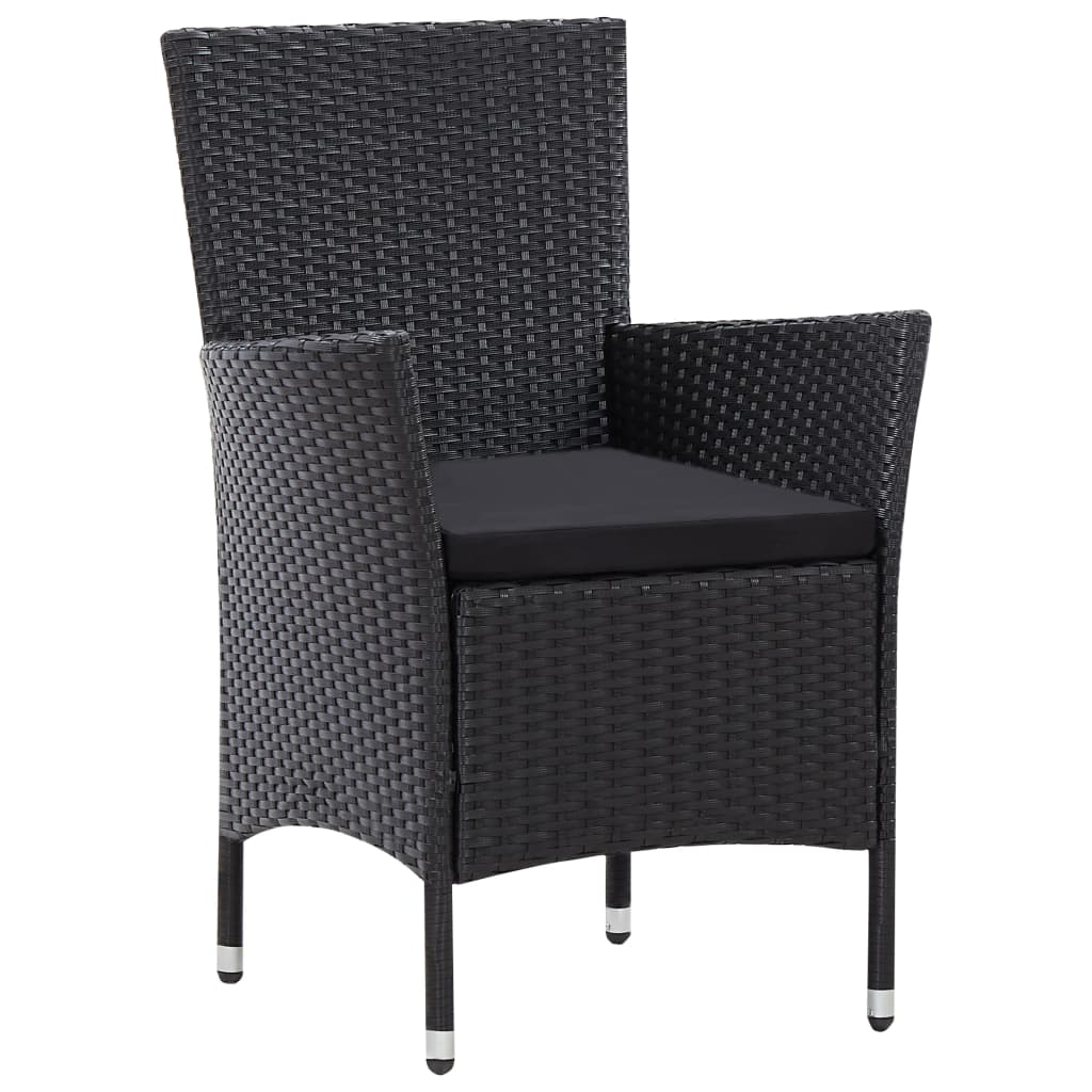 9 piece Garden Dining Set Poly Rattan Black