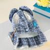 1-teiliges Hundekleid Katze Hund Haustierkleid Herbst und Winter Verdickt Warm Blau Rock mit kleinem Rucksack