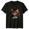 Easily Distracted By Cats And T-Shirt Kitten Coffee Animal Lover Birthday Gift