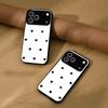 Black Heart Pattern Phone Case for iPhone 17 ProMax Pro Acrylic Back TPU Bumper Shockproof Protective Cover, Minimalist Korean Style