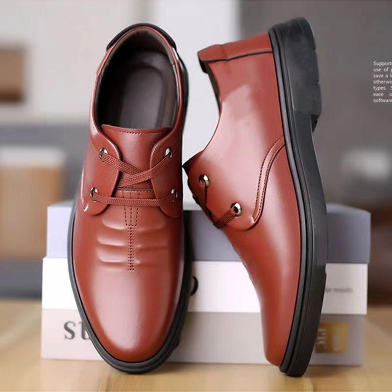 Strap men's shoes spring and autumn new casual men's lace-up business casual shoes flat heel business leather shoes men