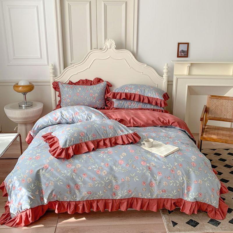 Four Seasons Universal Princess Style Four Piece Set Thickened Girl Heart Lace Bed Sheet Quilt Set Double Bedding
