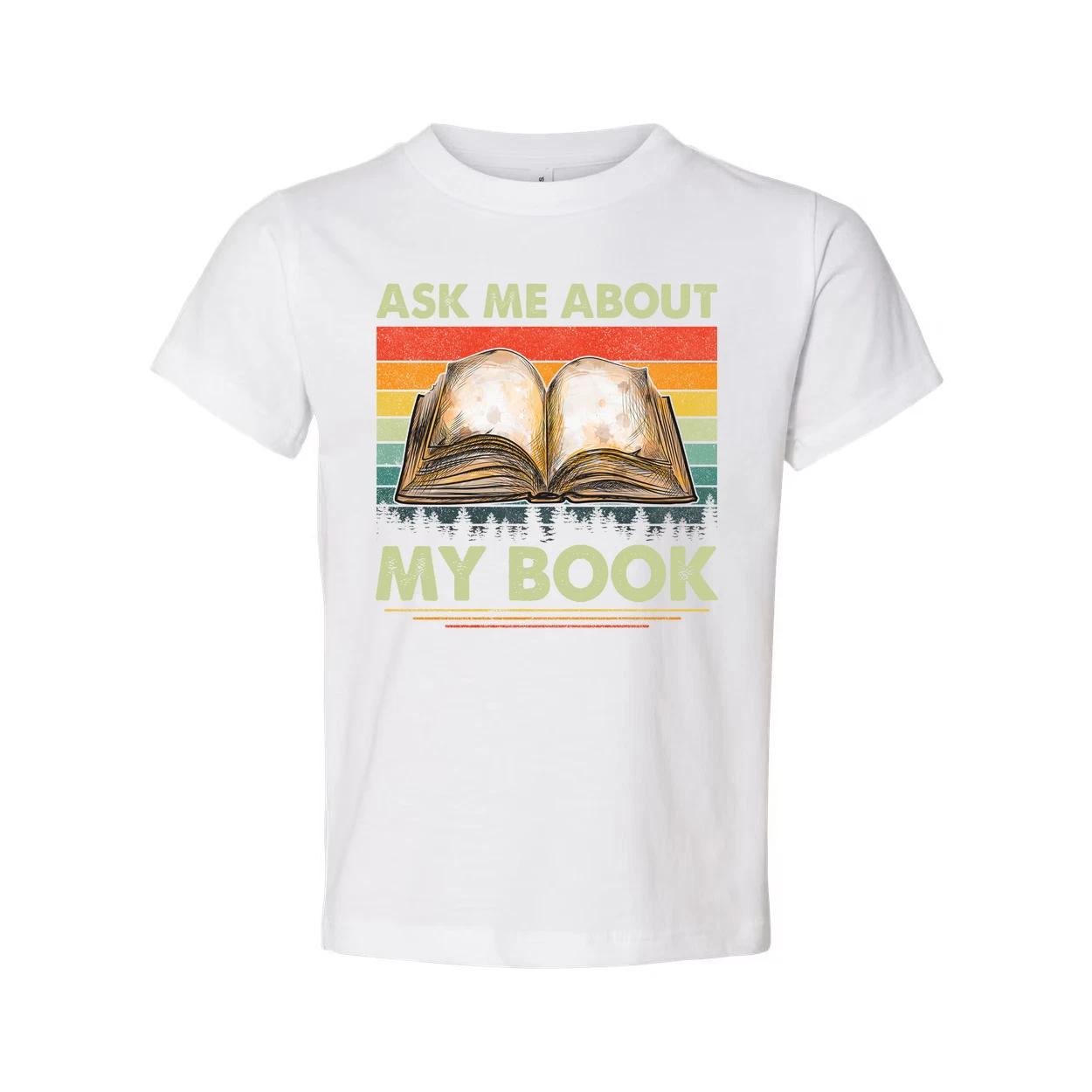 Unisex Tee With Open Book Illustration And Retro Rainbow Stripes Featuring Ask M 2XL