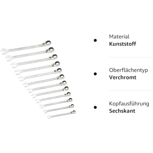 Hazet 606N/12 Combination Wrench Set, 12-Piece Set with Adjustable Wrench, Open-End Wrench, and Ratchet Mechanism, Chrome-Plated Finish, Ideal for DIY