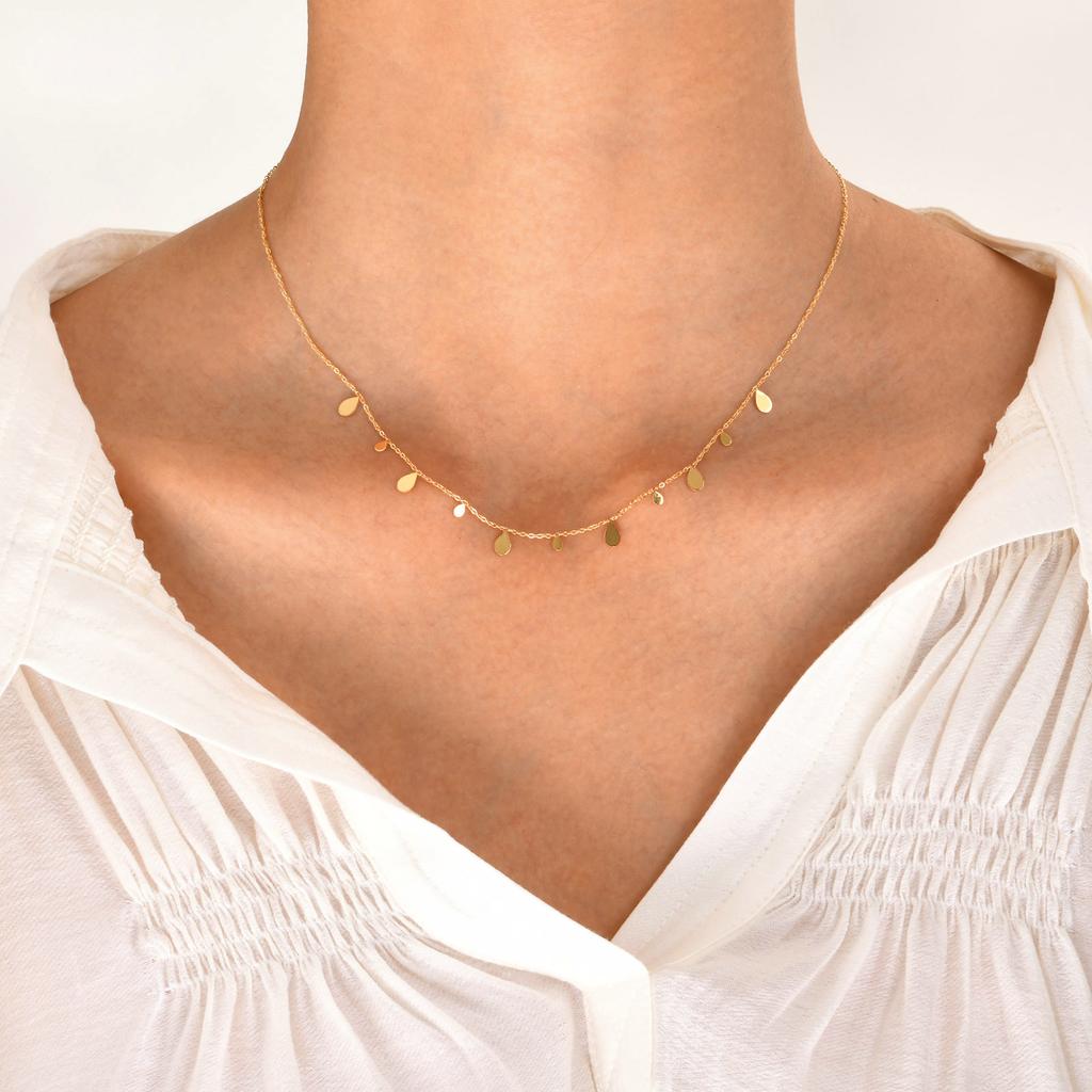 Boho Stainless Steel Chain Necklaces for Women ,Geometric Multi Pendants Gold Plated Multilayer Jewelry