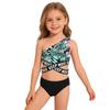 2 Stück Kinder Mädchen Badeanzug Bedruckte Crop Tops und Slips Set Strand Schwimmen Badeanzug