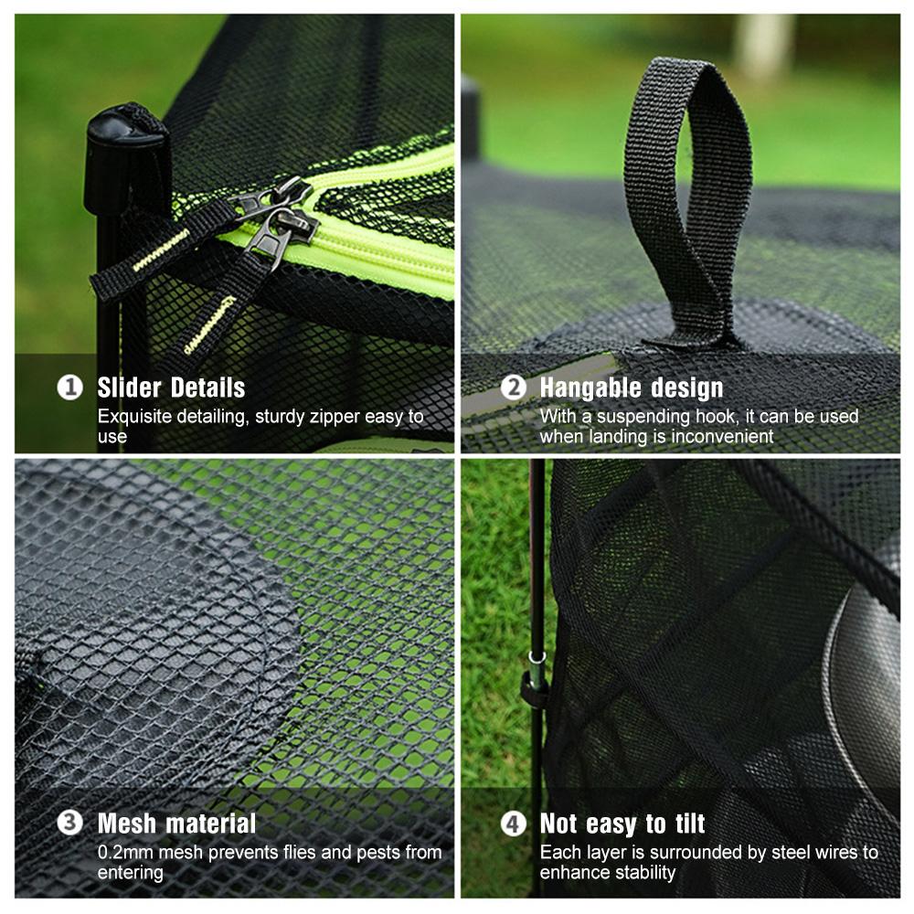 Camping Dry Net 4 Layer Foldable Drying Rack with Carry Bag Multifunctional Mesh Storage Basket for Outdoors Camping