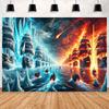 Ice and Fire Fusion Theme Backdrop Shocking Water Fire Elements Party Decoration Background Photography Studio Supplies Banner