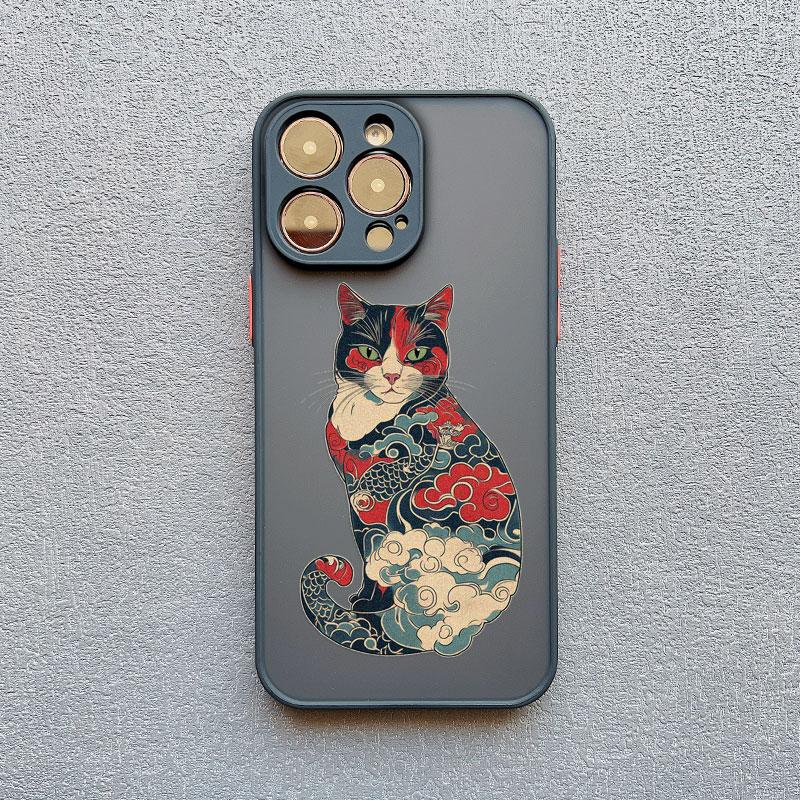 

Японский стиль, красочный дизайн с кошкой, чехол для телефона для iPhone 16 15 14 Pro Max Plus 11 12 13 Mini Pro Max XR X XS 7 8 SE2, задние крышки iphone 7 8 SE2