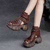 Dicke Sohle Höhenerhöhend Retro Ausgeschnitten Peep Toe Römersandalen Vielseitige Damen Plateauschuhe