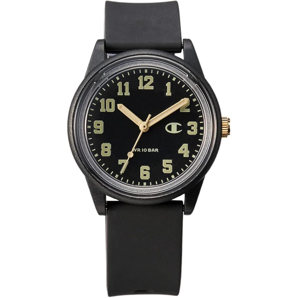Champion Solar Analog Waterproof Watch with Rubber Band R05A-505VK Black