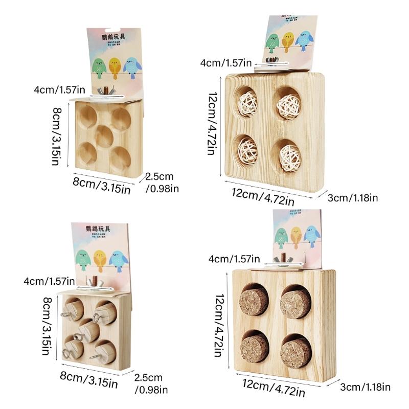 Wood Feeding Station for Active Birds Multifunctional Parrots Feeding Playing Toy for Cage and Aviary Use