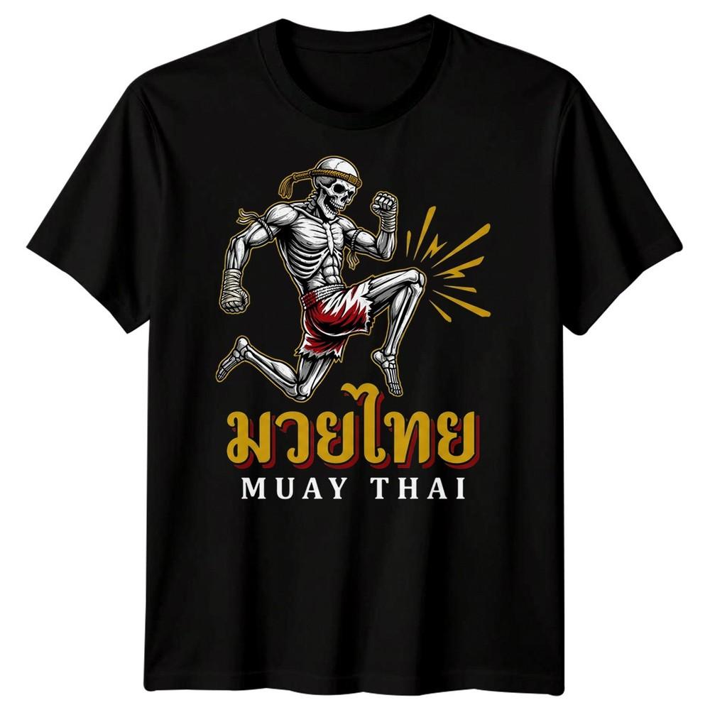 Muay Thai Skeleton Mma Unisexs T Shirt Mixed Martial Arts Cotton Graphic Tee