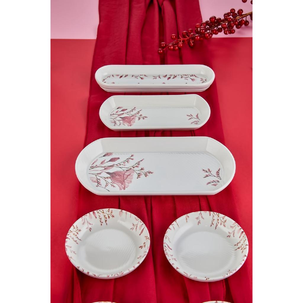 Gera Flower Patterned Luxury Ceramic 16 Piece Square Breakfast Set For 6 Persons