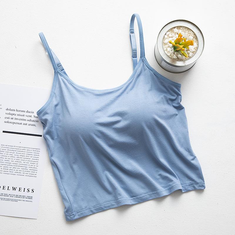 Women's Wear with Breast Pad Cup One Body Yoga Exercise Base Short Halter Vest Top