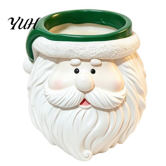 Decorative Storage Jar Cute Santa Claus Resin Flowerpot, Christmas Desktop Mini Foliage Plant Container Planter, Hand Painted for Indoor Home