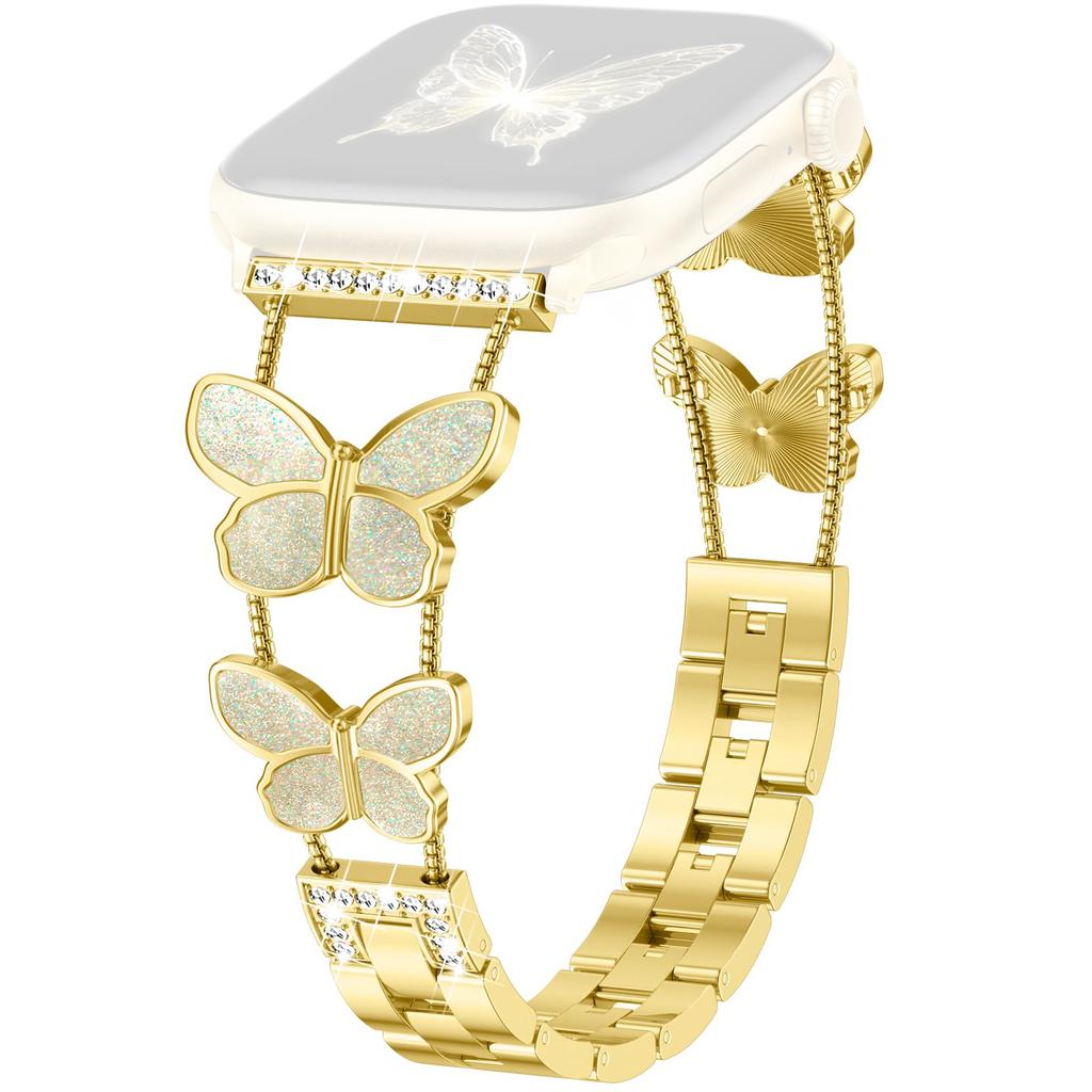 Zinc Alloy Bands For Apple Watch 10 Ultra 9 8 7 SE 6 5 4 3 2 1 46mm 49mm 45mm 44mm 42mm Double Butterfly Chain Strap