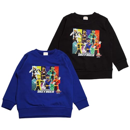 Bandai 2025 Fall/Winter Number One Sentai Gojuger Fleece-Lined Long-Sleeve Sweatshirt, Blue, 120cm (eo8908azz-3), 100% Cotton