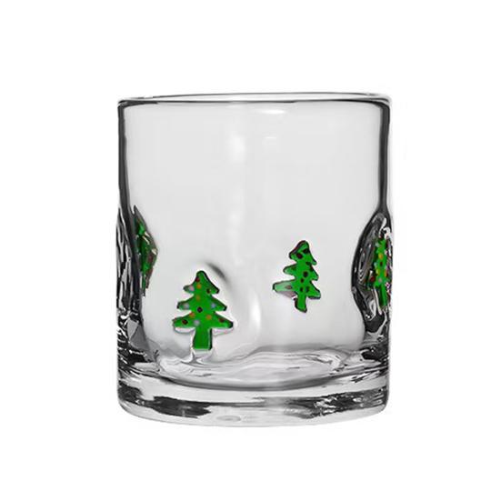 Christmas Icon Glass Holiday Themed Stemless Drinking Glasses Unique Texture Design Glassware Christmas Thanksgiving Party Decor