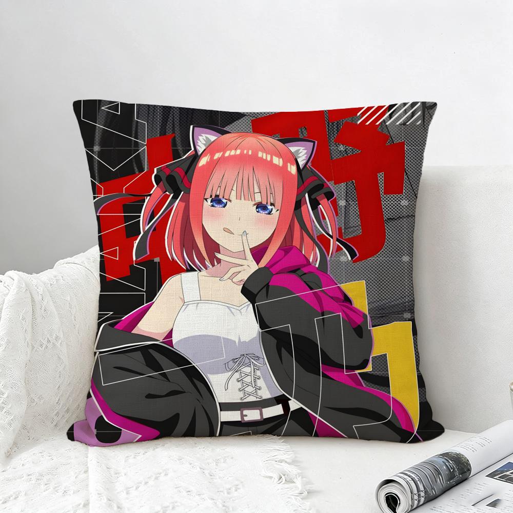 Anime Character Nino Nakano Cushion Cover Natural Linen Pillowcase Set AllinOne Decor for Sofa Bedroom  Chair
