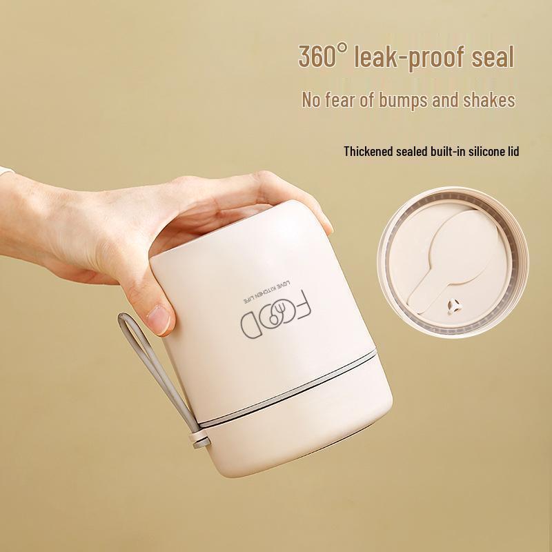 Nuovo Stile 2023 Tazza Termica Portatile con Coperchio, Cucchiaio e Manico per Ragazze - Ideale per Colazione, Porridge, Zuppa e Latte di Soia